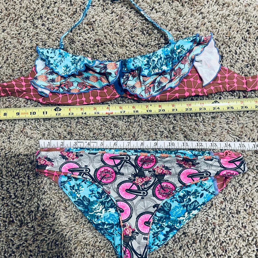 Maaji Blue and Pink Bicycle Print Bikini